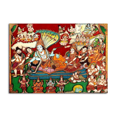 Lord VISHNU Kerala Mural - Vishnu Avatar Fabric Paintings - Canvas ...