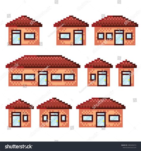 Pixel Houses Games Icons Vector Set Stock Vector Royalty Free