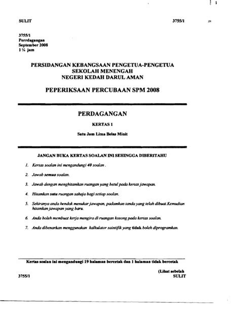 Pdf Spm Percubaan Kedah Perdagangan Kertas Dokumen Tips