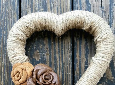 Leather And Jute Heart Shaped Wreath