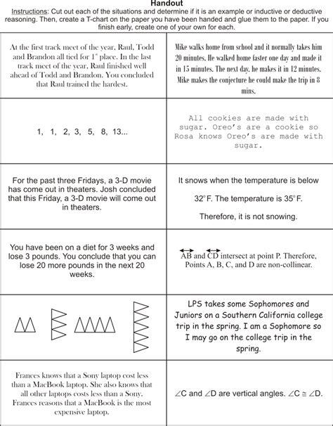 Inductive And Deductive Reasoning Worksheet