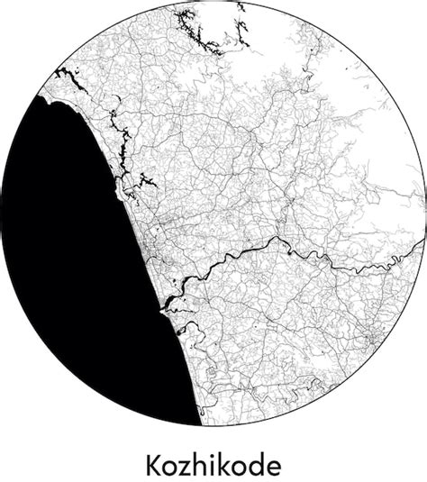 Mapa De La Ciudad Asia India Kozhikode Ilustración Vectorial Vector Premium