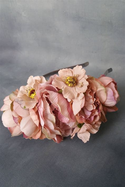 Nude Peony Flower Crown Etsy