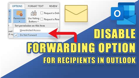 How To Disable Email Forwarding Option For Recipients In Outlook Youtube