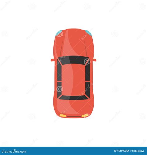 Top View Of Red Sport Car The Flat City Vehicle Vector Illustration