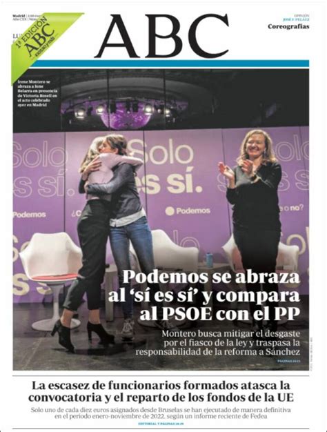 Periódico Abc España Periódicos De España Edición De Lunes 6 De Febrero De 2023