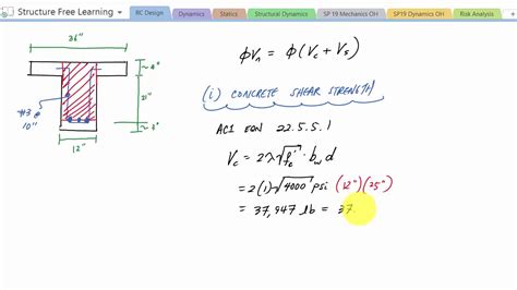 T Beam Shear Design Strength Example Reinforced Concrete Youtube