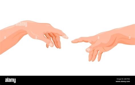 Adam And God Touching Hands Fingers Vector Graphic Cartoon Illustration Stock Vector Image And Art