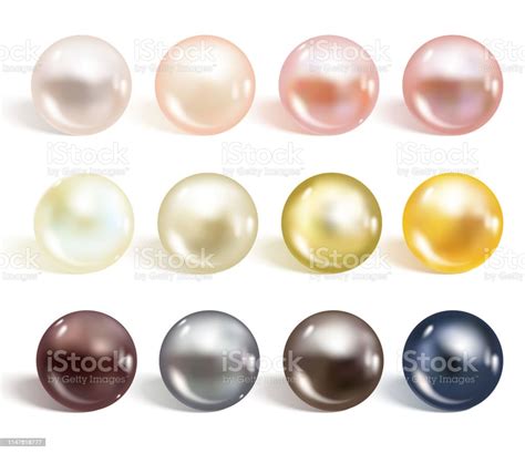 Realistic Different Colors Pearls Set Stock Illustration Download Image Now Gold Metal