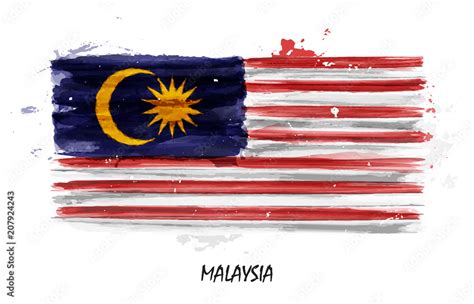 Realistic watercolor painting flag of Malaysia . Vector Stock Vector ...