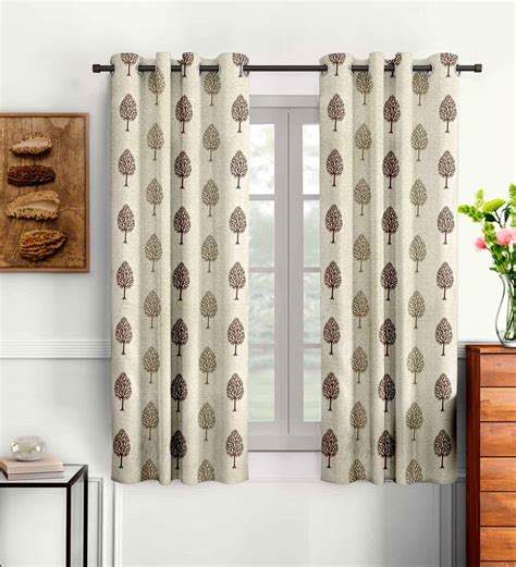 Buy Beige Traditional Polyester 5 Ft Semisheer Eyelet Window Curtains