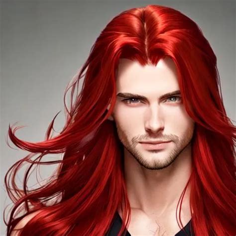 Handsome Man With Long Silky Red Hair