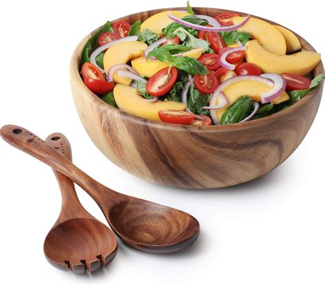 Amazon FRESHY CHEF Wooden Salad Bowl 3 Piece Set Large Acacia