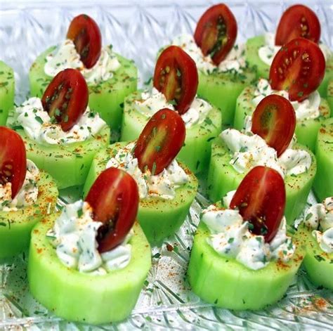 Cucumber Bites With Herb Cream Cheese And Cherry Tomatoes Recipe Just