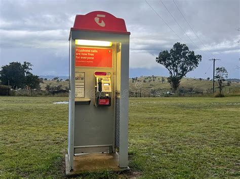 Telecom Phone Booth In Remote Location In Australia Editorial