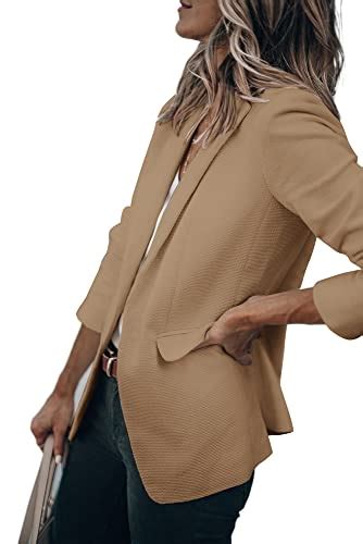 Cicy Bell Womens Casual Blazers Open Front Long Sleeve Work Office Jackets Blazer Z Dark Khaki