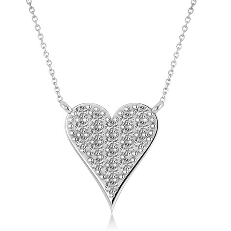 Diamond Pave Elongated Heart Pendant Necklace K White Gold Ct