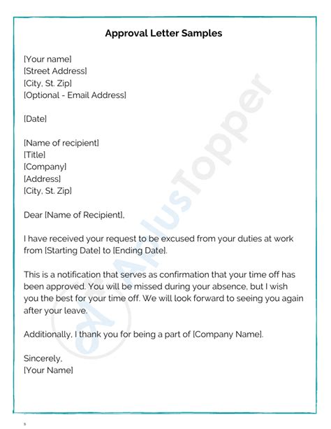 Approval Letter Samples Format Sample And How To Write Letter