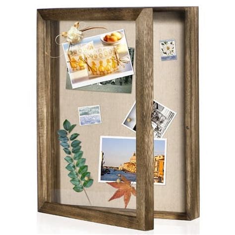 Love Kankei 11x14 Shadow Box Display Case With Linen Back Wood Frame Magnetic Door Carbonized