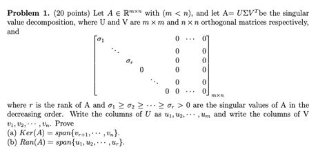 Solved Problem Points Let A E Rmxn With M