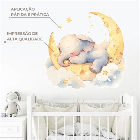 Adesivo Parede Decoração Quarto Bebê Elefantinho Infantil Elo7