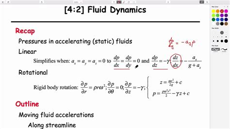 42 Fluid Dynamics Bernoulli Equation Along Streamline Youtube