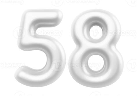 Silver 3D Number 58 46599266 PNG