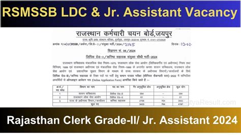 Rsmssb Ldc And Junior Assistant Recruitment Post