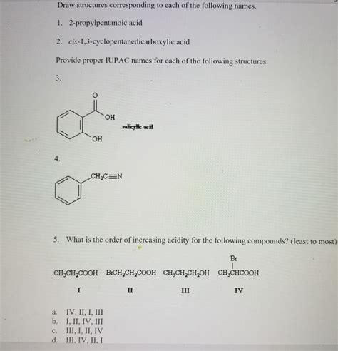 OneClass Draw Structures Corresponding To Each Of The Following Names