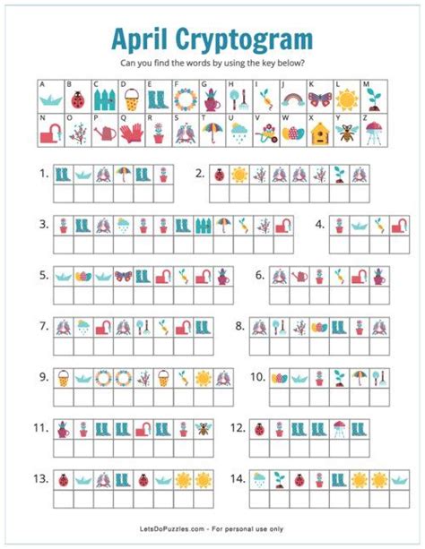 April Cryptogram for Kids | Printable Puzzle