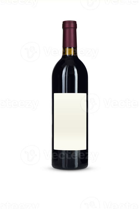 Transparent PNG Dark Wine Bottle With Blank Label And Burgundy Foil