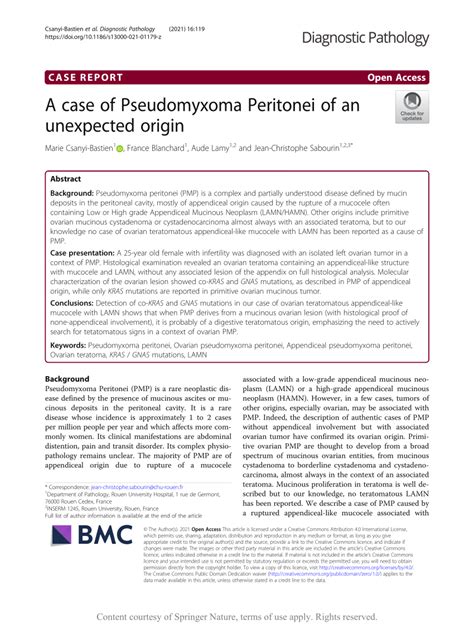 Pdf A Case Of Pseudomyxoma Peritonei Of An Unexpected Origin