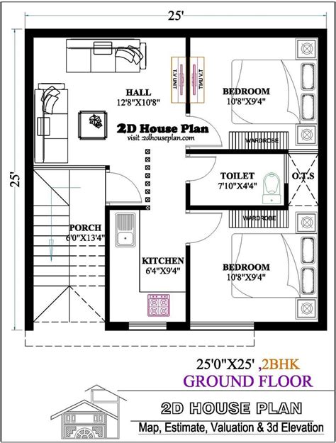 Best 25x25 House Plan - 2BHK & 1BHK