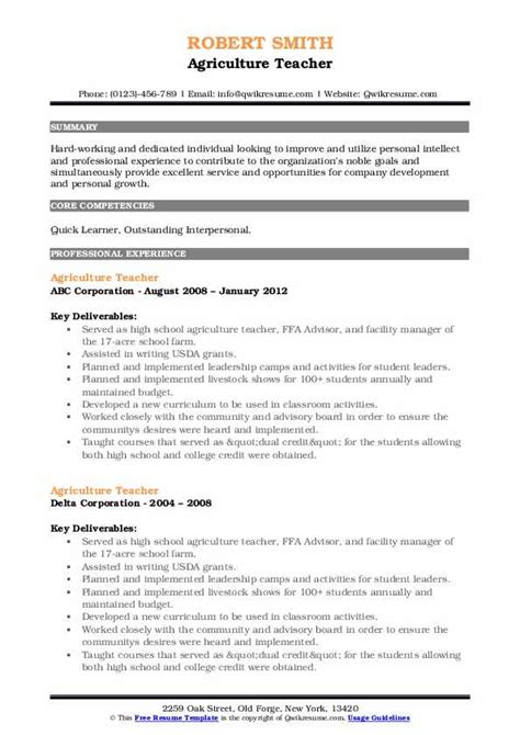 10 Agriculture Teacher Resume Samples And Templates For 2025