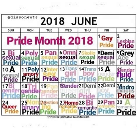 Pride Month Calendar Prntbl Concejomunicipaldechinu Gov Co