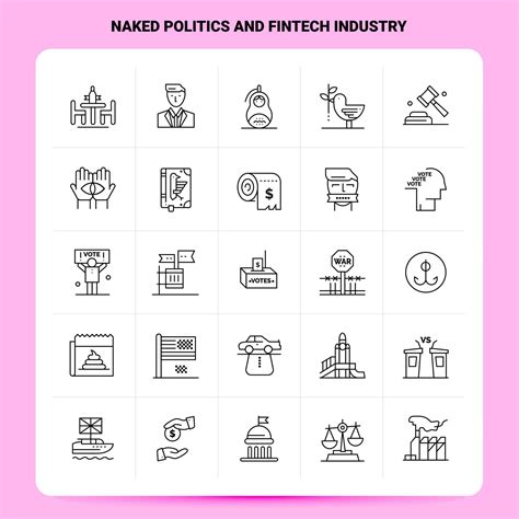 esquema 25 conjunto de iconos de política desnuda e industria fintech