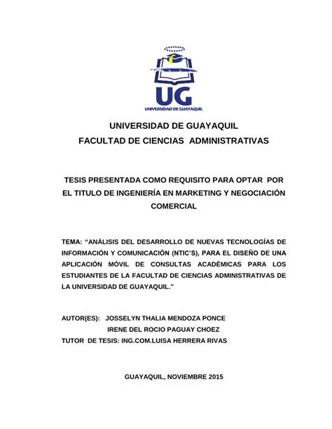 Pdf Universidad De Guayaquil Facultad De Ciencias Repositorio Ug Edu