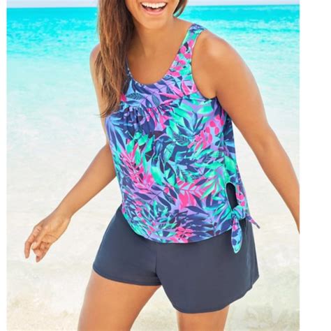 Swimsuits For All Swim Nwt Pc Blouson Shorts Swim Set Woman Within