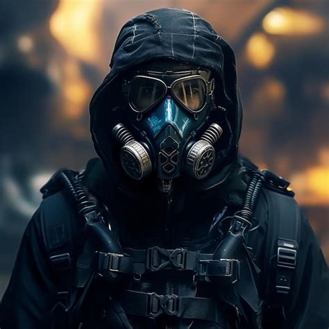 Premium Ai Image A Person Wearing A Gas Mask And A Gas Mask With The