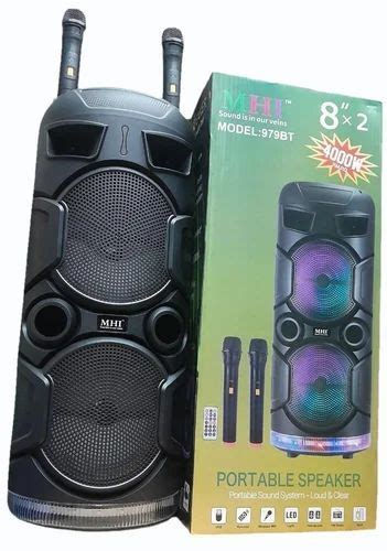 Black Mhi Bluetooth Portable Speaker With Cordless Mike At Rs