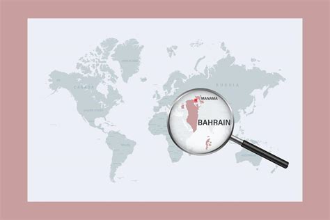 mapa de bahrein en el mapa político del mundo con lupa 10410767 Vector