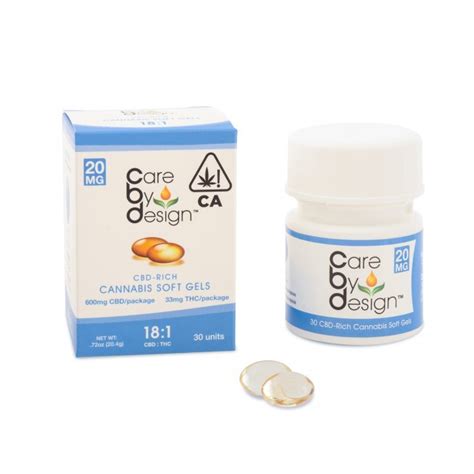 18 1 CBD Soft Gel 20mg 10ct 0 011g Soft Gels From Care By Design