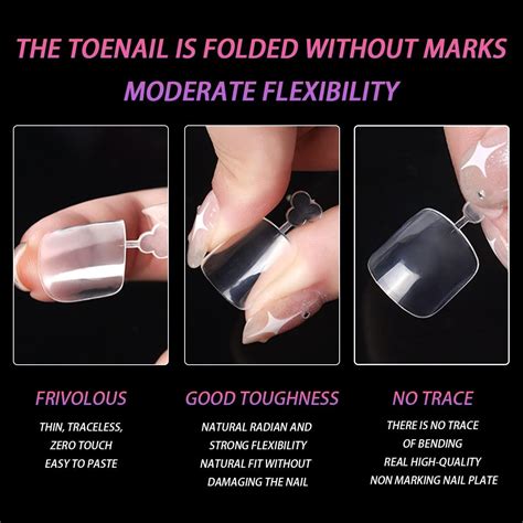 YADADA 240 Pieces Fake Toenail Tips Acrylic False Toenails Full Cover Artificial French Toenails ...