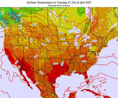 United States Surface Temperature on Wednesday 14 Dec at 1pm EST