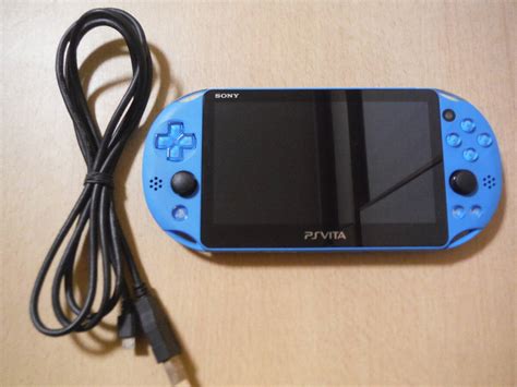 【やや傷や汚れあり】★動作確認済★ Ps Vita Pch2000 アクアブルー 本体 充電器コード Playstationvita