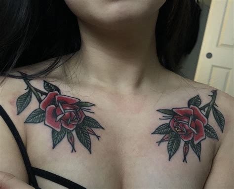 Roses On My Chest Done By Gary Royal At Idle Hand Tattoo In San Francisco Tattoos Rose Chest