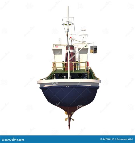fishing boat   view white background  rendering ilustracion