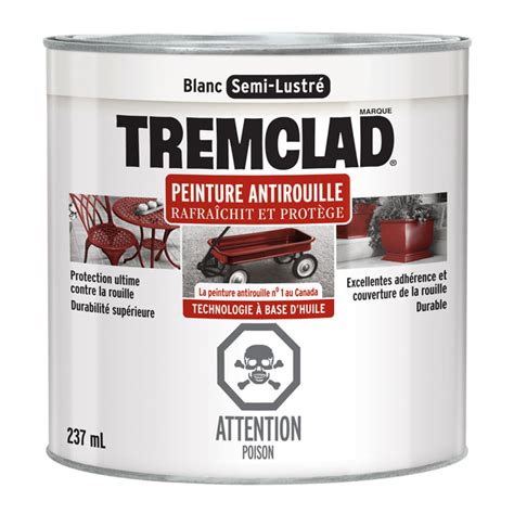 Peinture antirouille Tremclad 237 ml fini semi lustré blanc