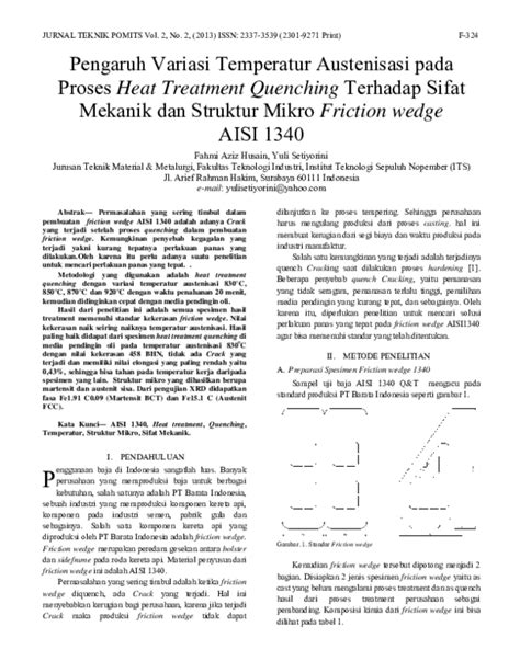 Pdf Pengaruh Variasi Temperatur Austenisasi Pada Proses Heat