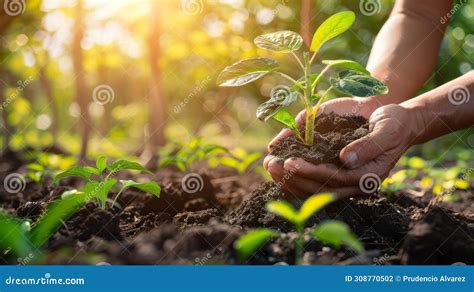 Hands With Young Plant In The Earth Stock Illustration Illustration